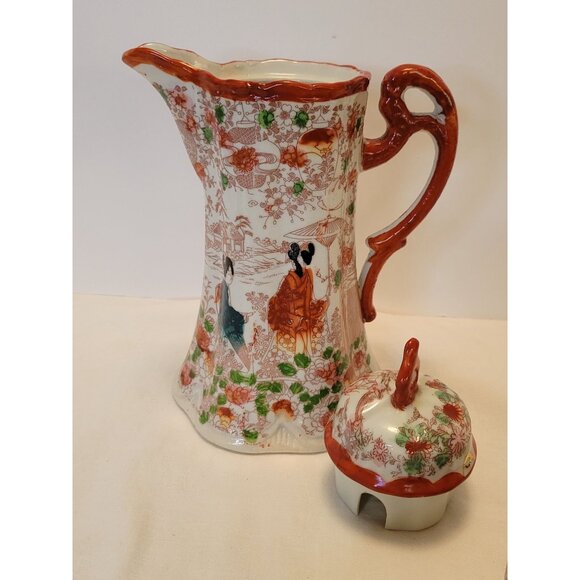 Vintage Japanese Porcelain Chocolate Coffee Pot W Creamer & Sugar Bowl Set Handp - Picture 3 of 13